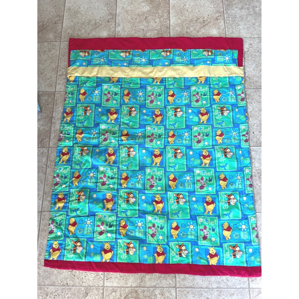 Vintage Winnie the Pooh Handmade Blanket throw Quilt Baby Nursery Piglet 44 x 72